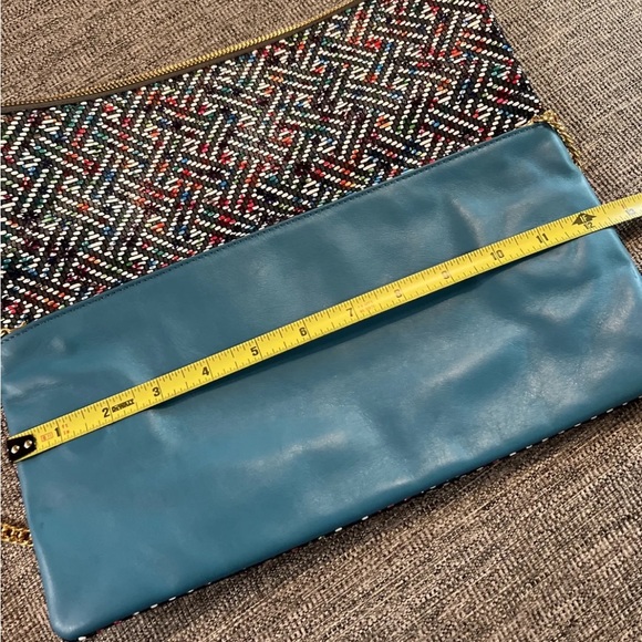 Laudi Vidni Dolce Large Clutch with Chain Shoulder Strap Turquoise Leather EUC - Picture 8 of 8